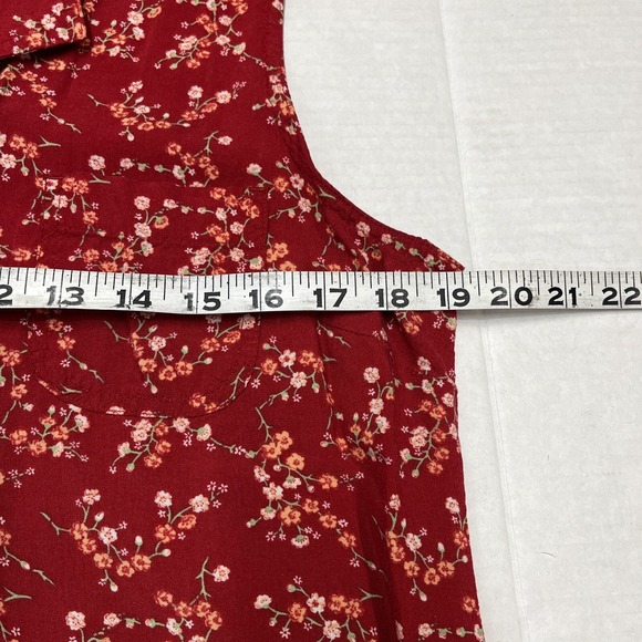 Vintage Bentley Maxi Y2K Dress Size 11/12 Red Micro Floral Maxi Cottagecore Boho - Picture 7 of 7